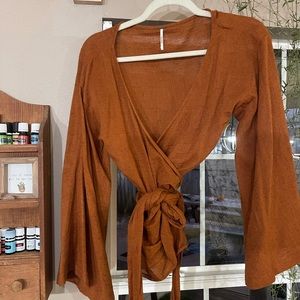Free people linen wrap shirt
